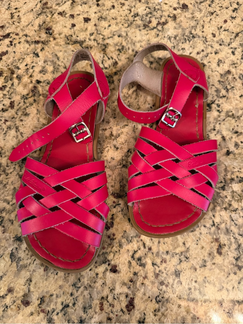 Red Strappy Leather saltwater Sandals size 3